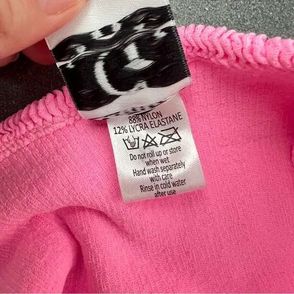 NWOT New Hunza G Ariel Bandeau Pink Bubblegum Bikini Swim Swimsuit One Size - Picture 5 of 8